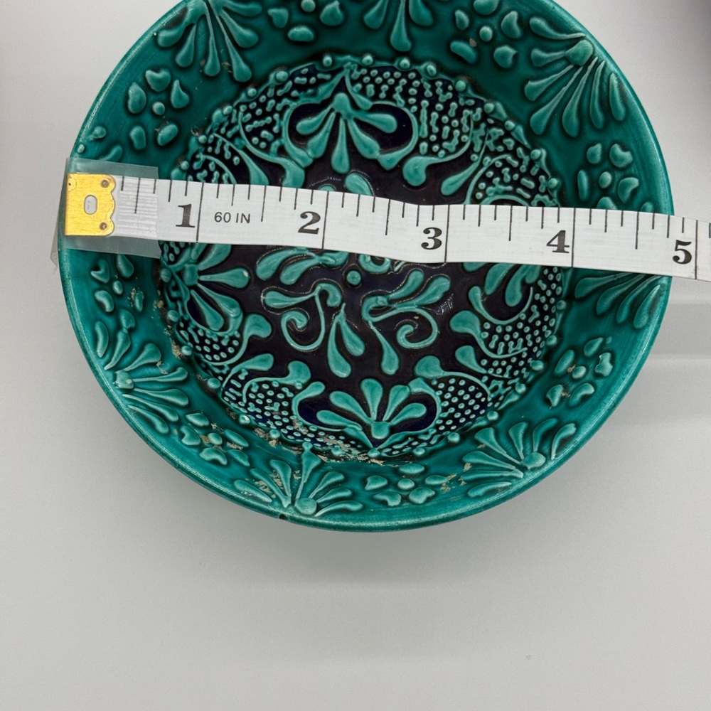Boho Tapas Bowl Set 4 Handmade HG Art Pottery‎ Embossed Colorful 5in - Picture 8 of 11